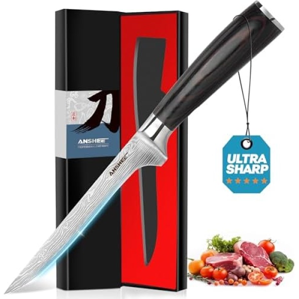 6 Inch Boning Knife Sharp Fillet Knife High Carbon Stainless Steel Deboning