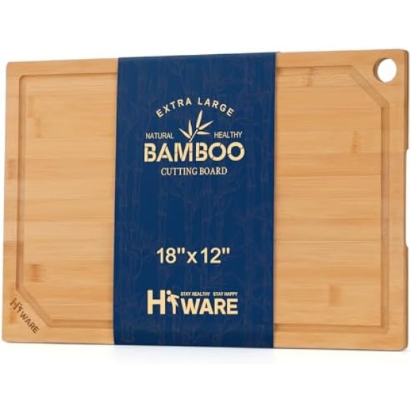 Hiware Extra Large Bamboo Cutting Board for Kitchen, Heavy Duty Wood Cutting