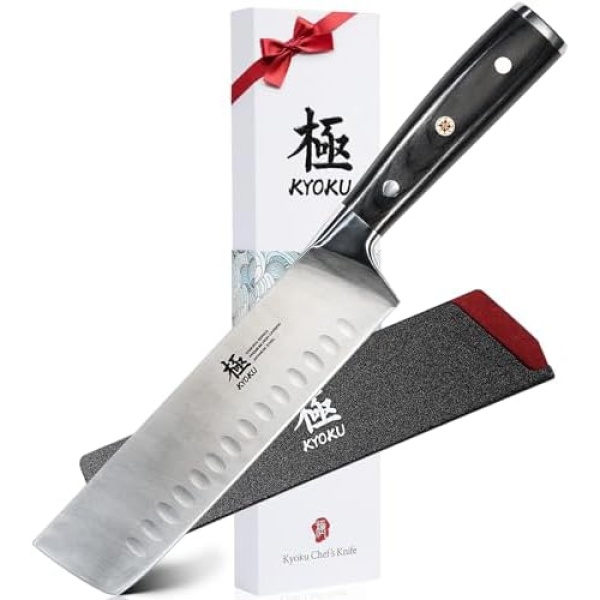 KYOKU Samurai Series - Nakiri Japanese Vegetable Knife 7" - Full Tang - Japanese