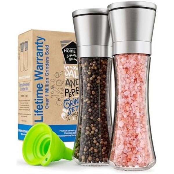 Home EC Premium Stainless Steel Sea Salt and Pepper Grinder Set of 2
