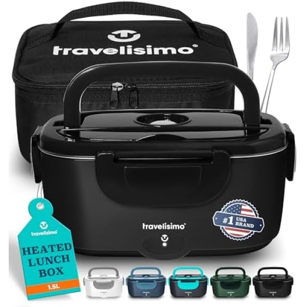 Electric Lunch Box for Adults, 80W Heated Lunch Box 1.5L Stainless Steel Heated