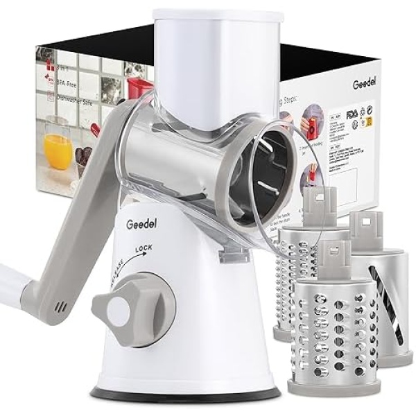 Geedel Rotary Cheese Grater, Kitchen Mandoline Vegetable Slicer