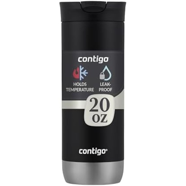 Huron Vacuum-Insulated Stainless Steel Travel Mug, 16oz Licorice