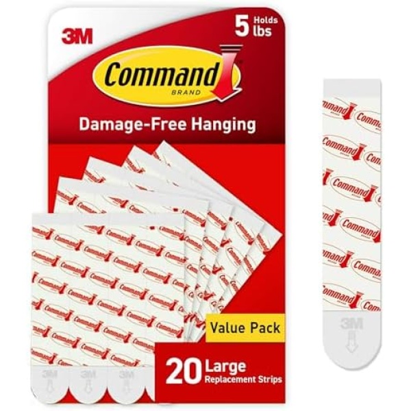Command Damage Free Hanging Strips for Large Wall Hooks, Removable Adhesive