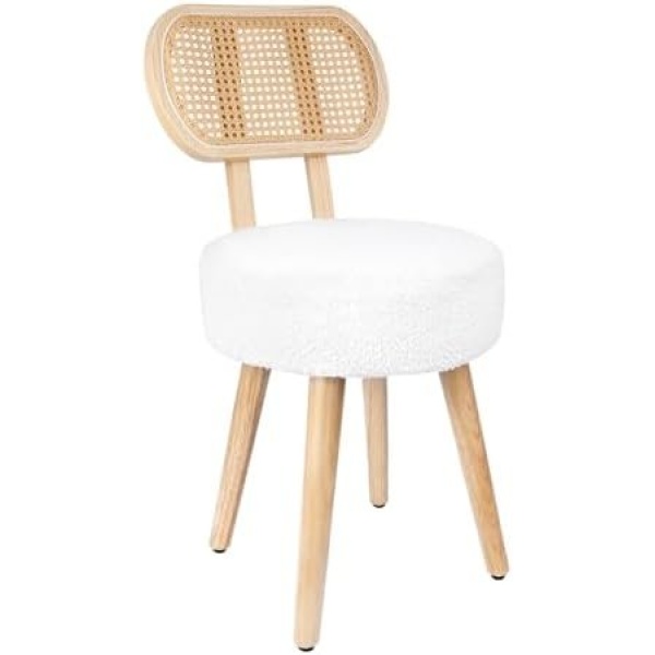 Rattan Dining Chair, Kitchen Dining Room Chairs, Mid Century Modern Boucle