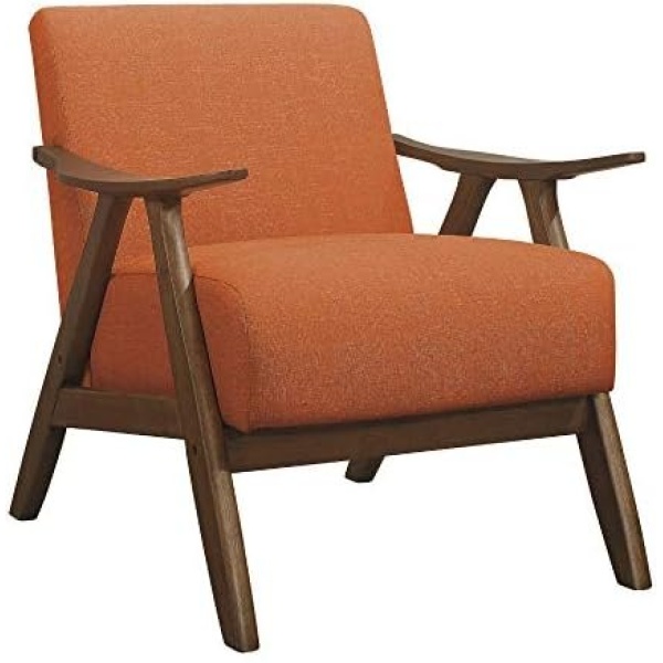 Lexicon Mid Century Modern Accent Chair with Solid Wood Frame in Walnut Finish