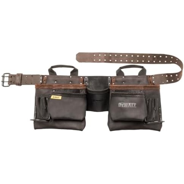 DEWALT Leather Tool Belt, Durable, 11 Pocket Professional Belt (DWST550112)