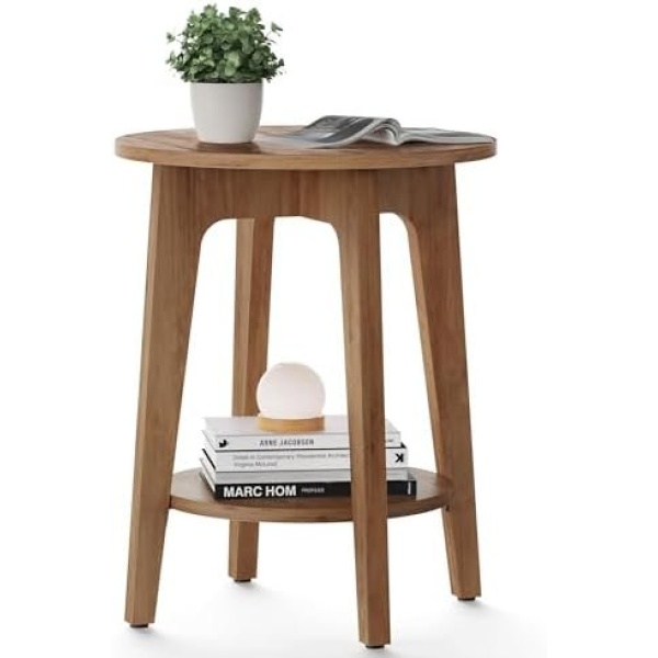 VASAGLE MAEZO Collection - Side Table, 2-Tier Small Round End Table, Nightstand