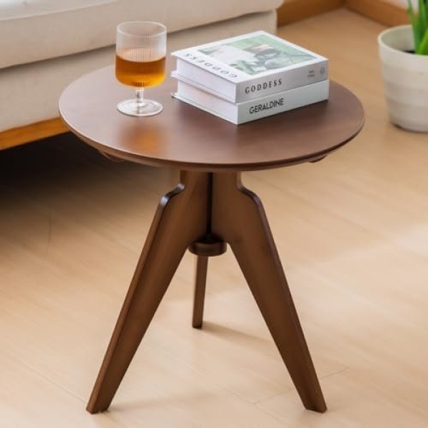 Maydear Bamboo Round Side Table Small Accent Table or Coffee Table