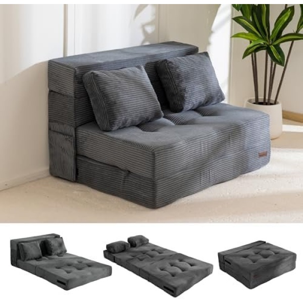 MAXYOYO Convertible Sofa Bed, Fold Out Loveseat Sleeper Sofa with Pillow