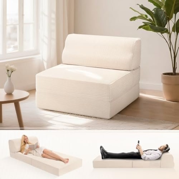 Folding Sofa Bed with Pillow, Memory Foam Fold Out Chair Bed, Convertible