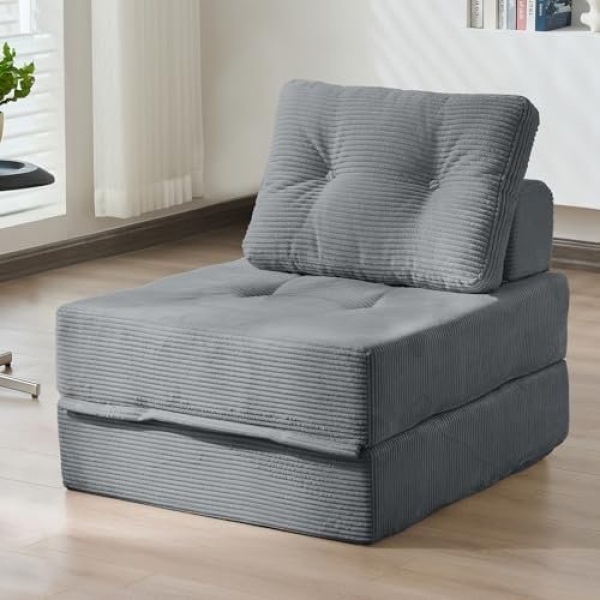 Folding Sofa Bed, 3-in-1 Convertible Sleeper Chair Corduroy High-Density Foam