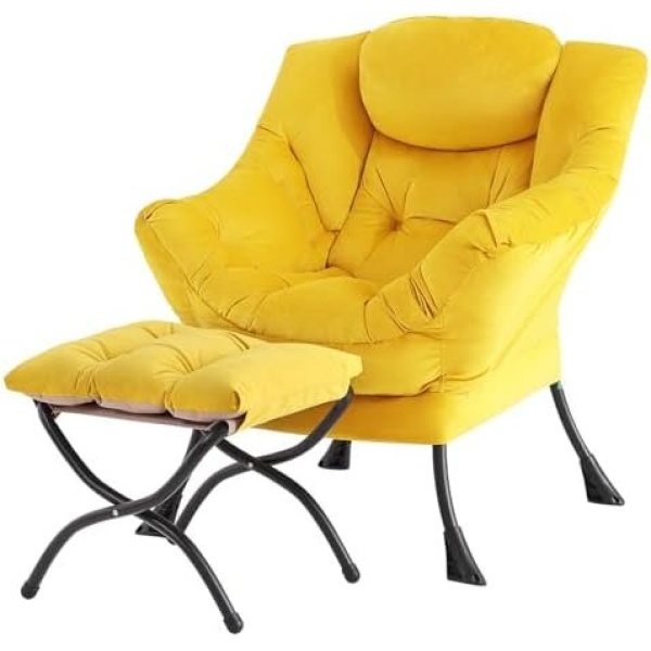 Tiita Lazy Chair with Ottoman, Modern Large Accent Lounge Armchair, Comfy