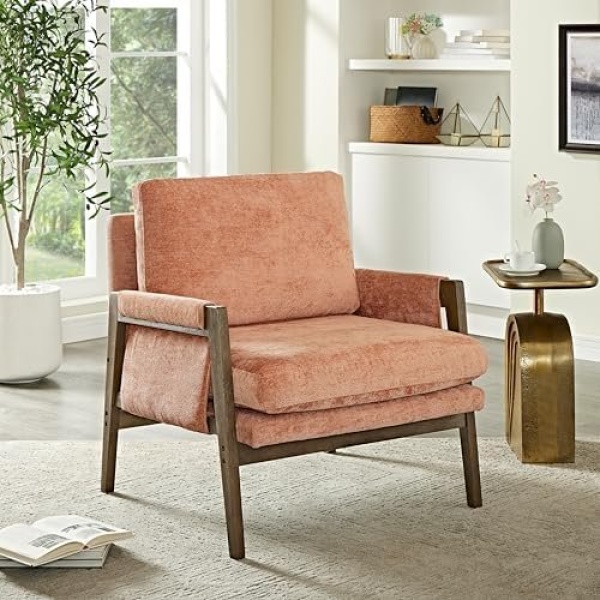 Roundhill Furniture Kelly Mid-Century Modern Accent Armchair, Orange