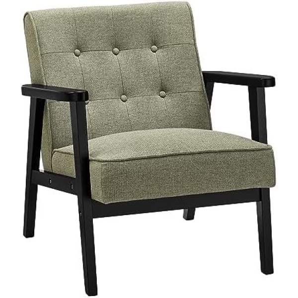 SONGMICS Accent Leisure Chair, Mid-Century Modern Arm Chair with Solid Wood