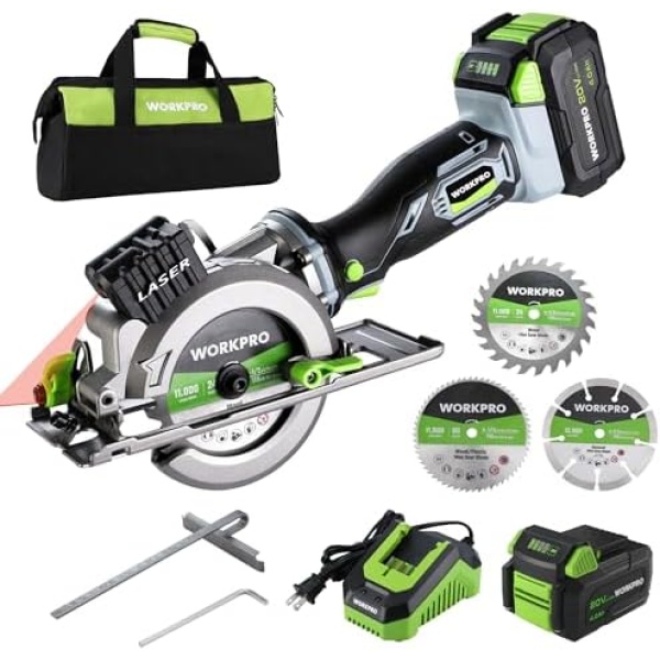 WORKPRO 20V Cordless Mini Circular Saw, 4-1/2" Compact Wireless Circular Saw