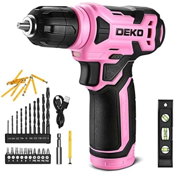 DEKOPRO 8V Cordless Drill, Drill Set with 3/8"Keyless Chuck, 42pcs Acessories