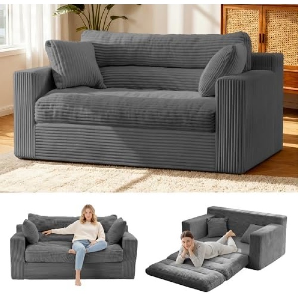 Convertible Sofa Bed, Pull Out Boneless Couch Loveseat Floor Sofa Bed