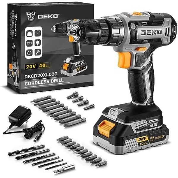 Power Drill Cordless: DEKO PRO Cordless Drill 20V Electric Power Drills Set Tool